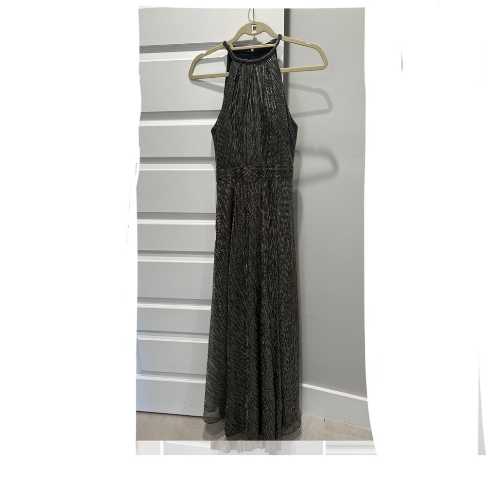 Aqua Metallic Halter Gown